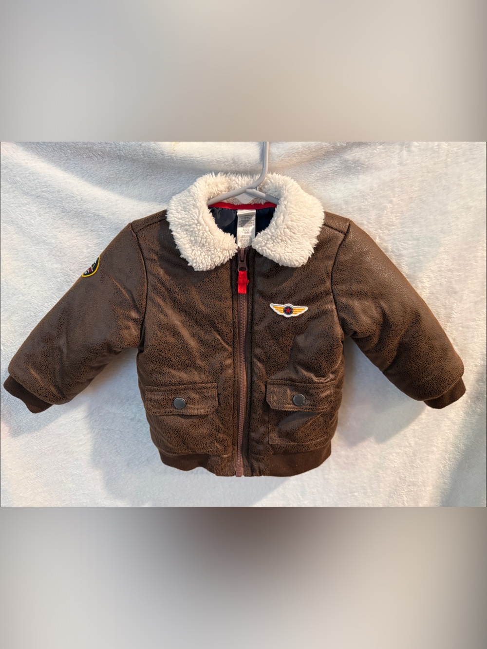 Little Me Infant Brown Aviator Jacket with Faux-Shearling Collar Size 18 Months